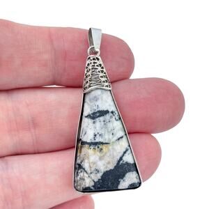 Vintage Sterling Silver 925 White Buffalo Turquoise Pendant